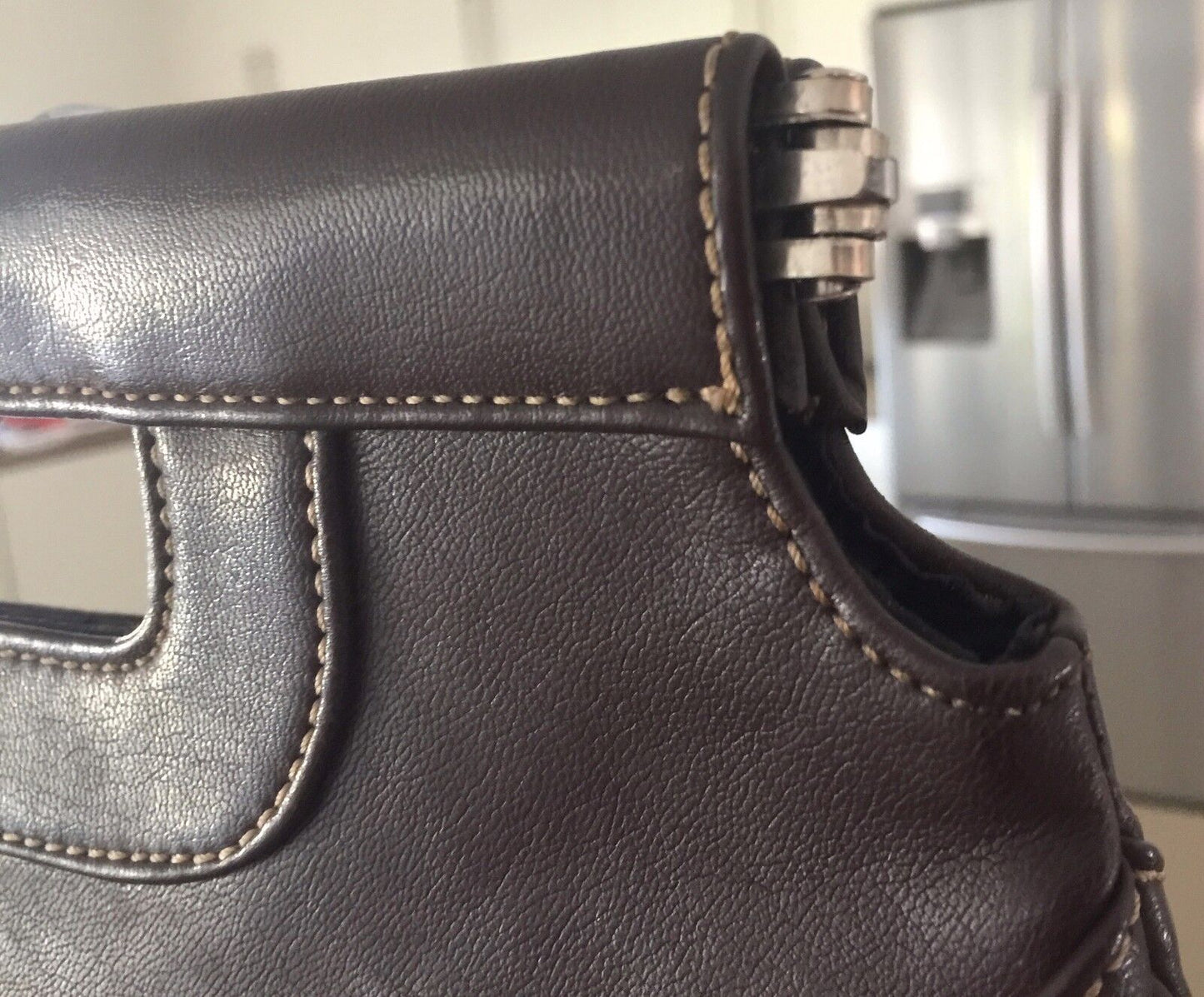 Vintage 1970s Brown Pleather Clutch HandBag Purse - Disco Vibe!