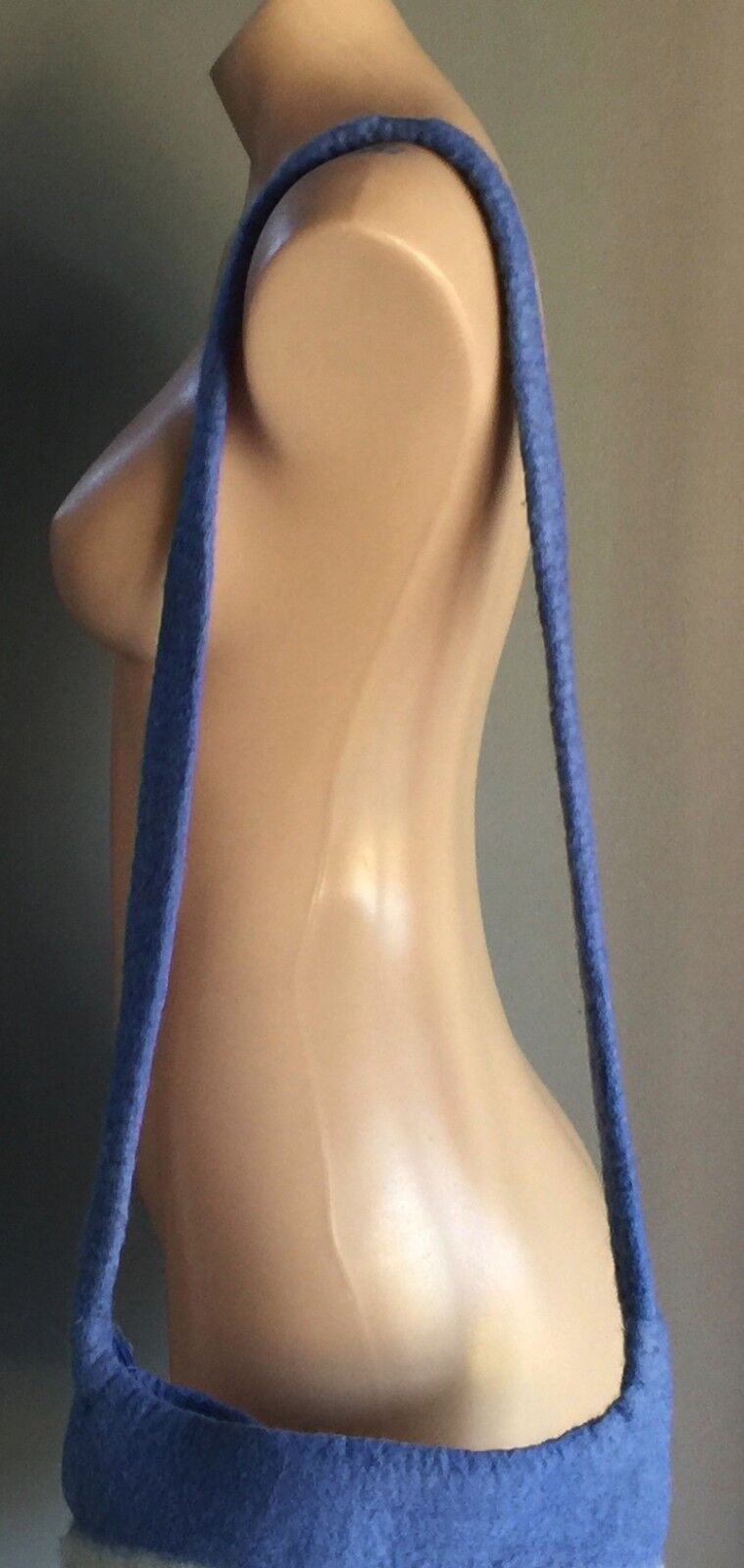 Vintage WOOLLEN FELT BAG  Blue & White Stripe Cross Body Shoulder Bag NEPAL
