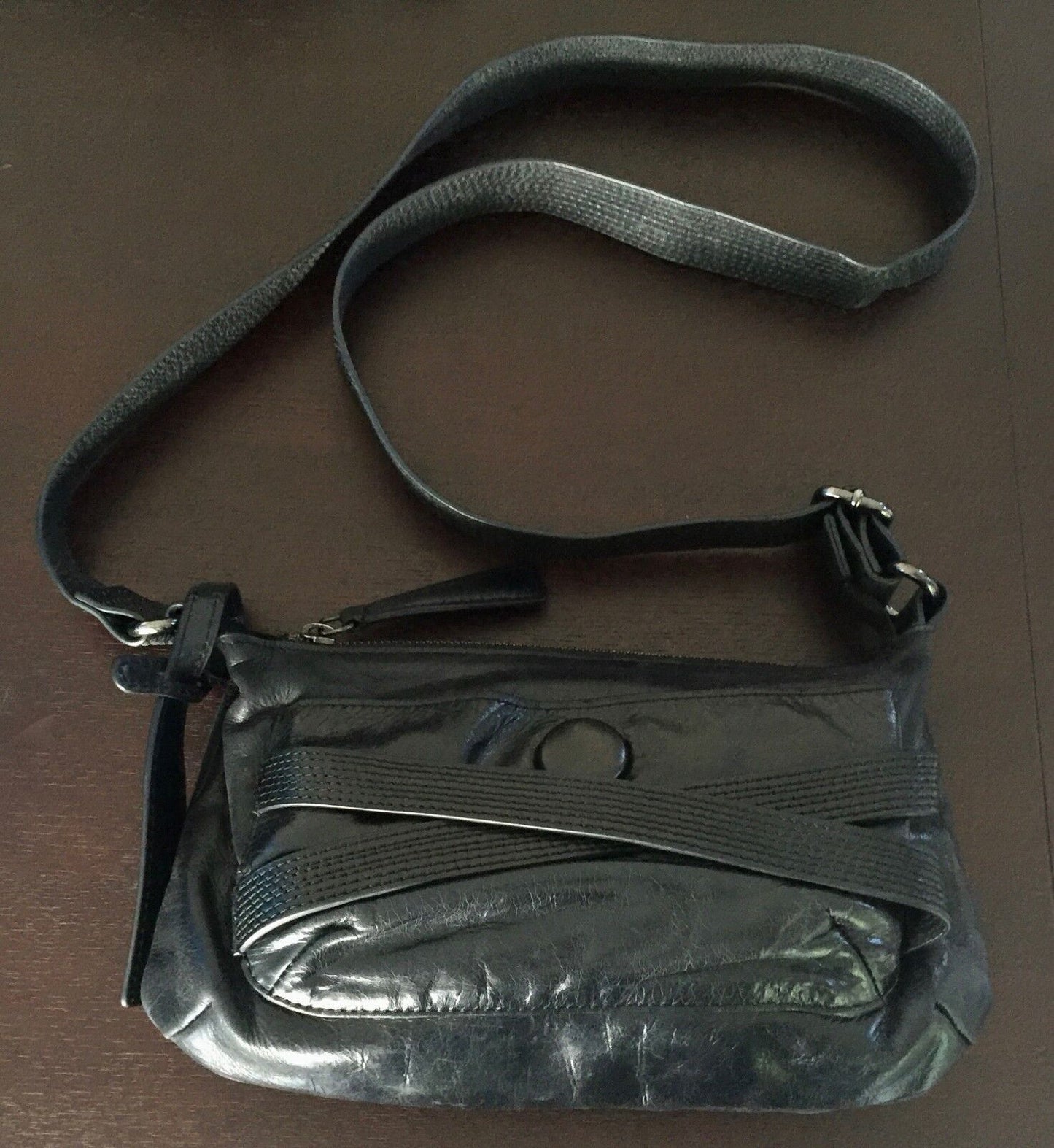PINK CORPORATION Shoulder Bag Black Leather Crossbody Handbag  Stylish