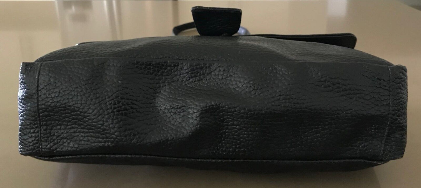 BAG TRADER Cross Body Bag Pebble Look Black Vinyl Satchel Bag Vintage