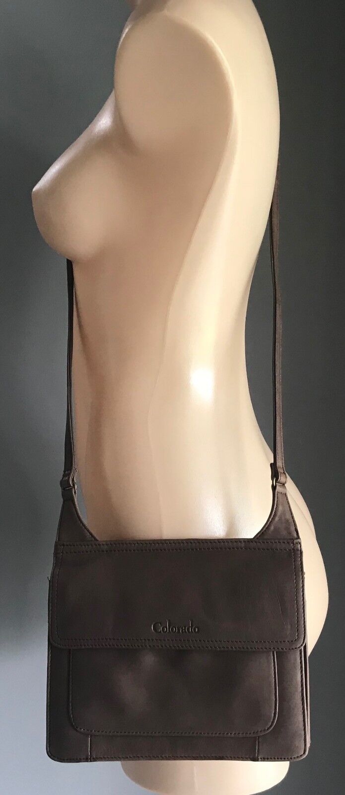 COLORADO Shoulder Bag Dark Brown Leather Cross Body Messenger Handbag Purse