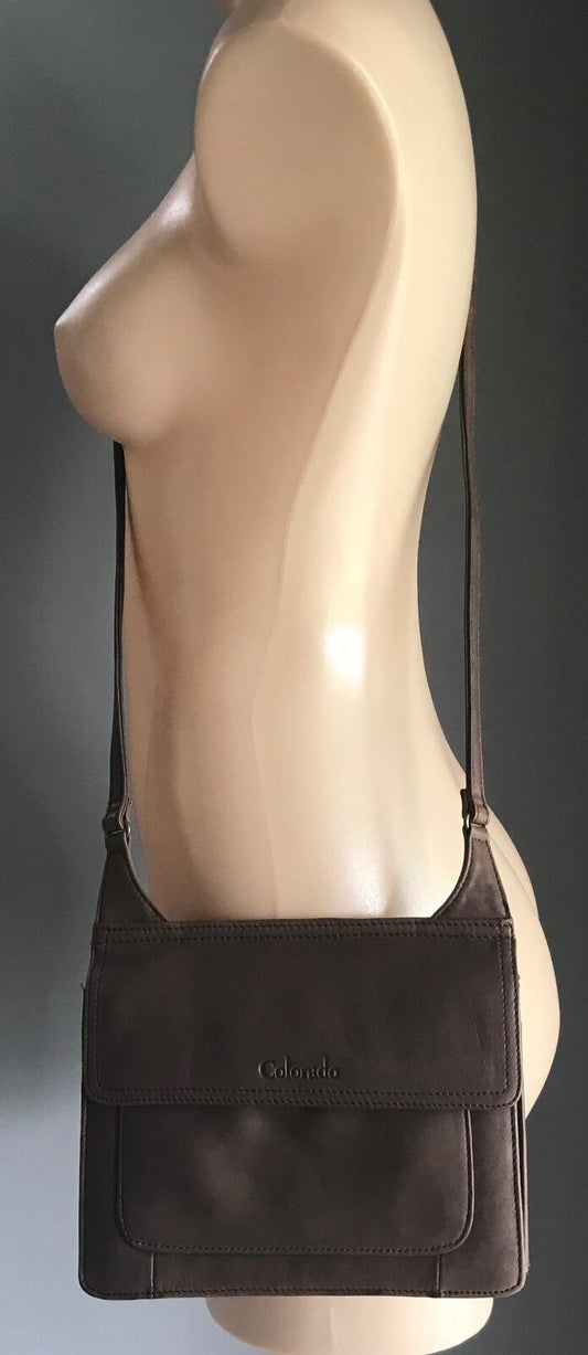 COLORADO Shoulder Bag Dark Brown Leather Cross Body Messenger Handbag Purse