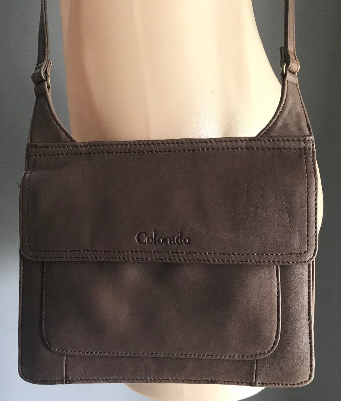 COLORADO Shoulder Bag Dark Brown Leather Cross Body Messenger Handbag Purse