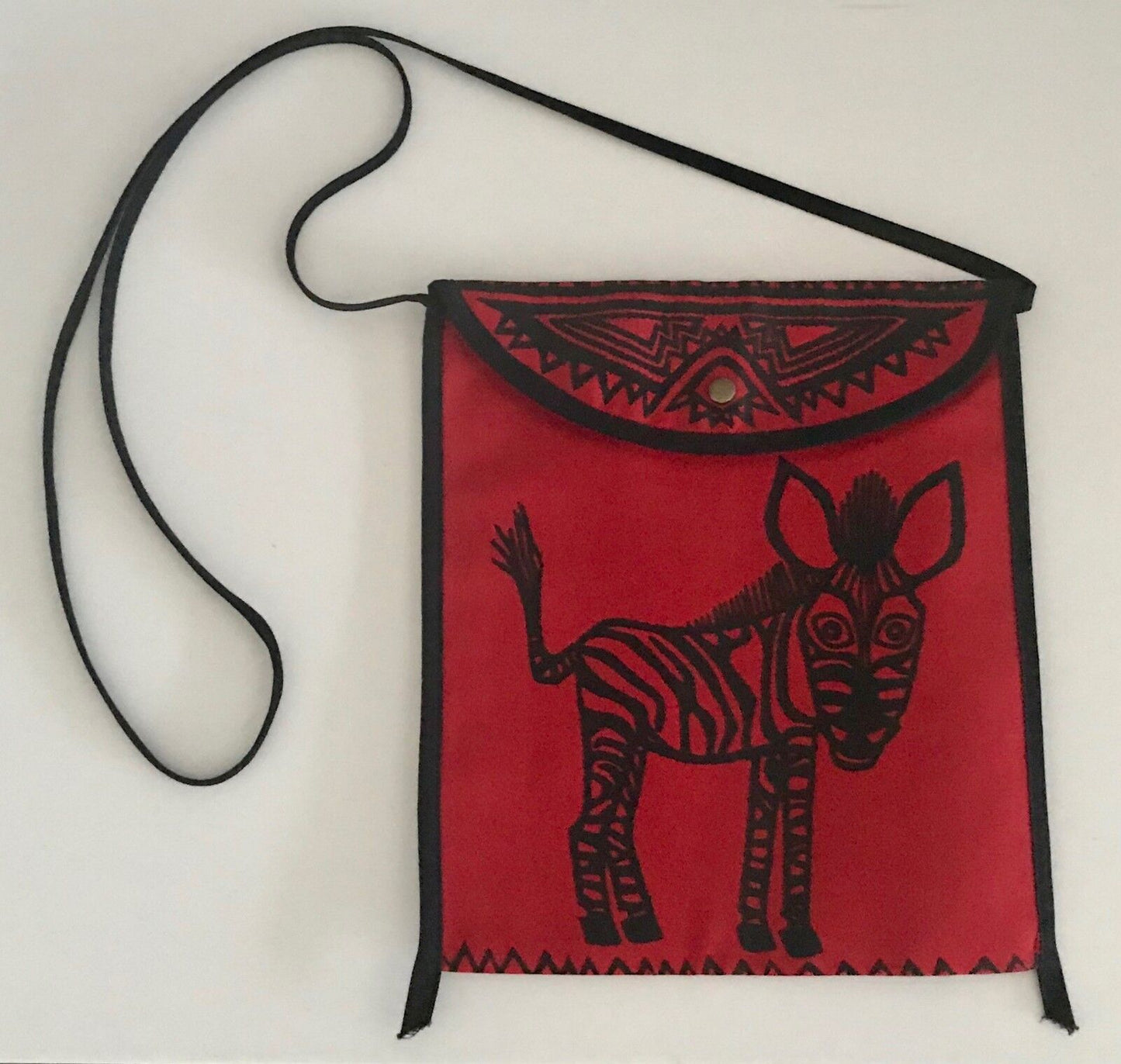 COQ D'OR CROSSBODY SHOULDER BAG Red Black Zebra Fabric Flat Pouch HandBag NEW