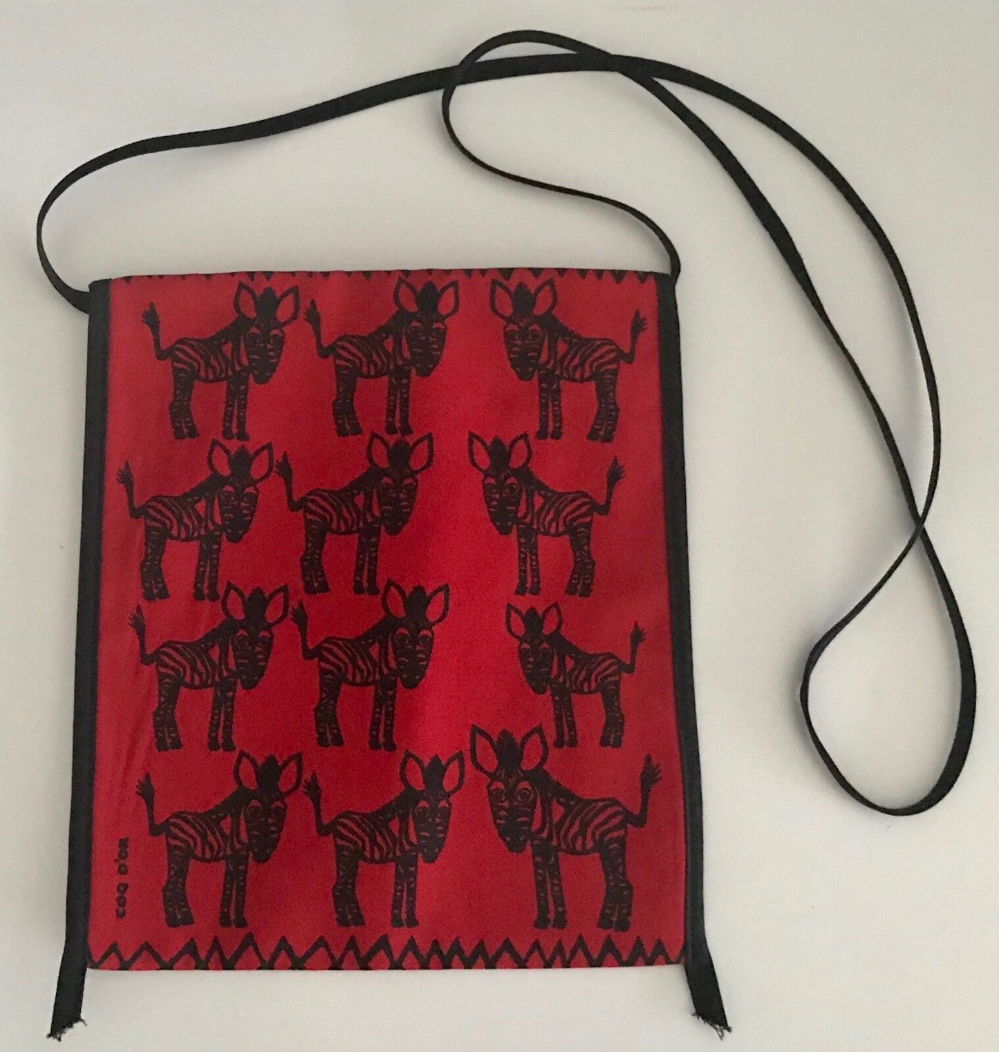 COQ D'OR CROSSBODY SHOULDER BAG Red Black Zebra Fabric Flat Pouch HandBag NEW