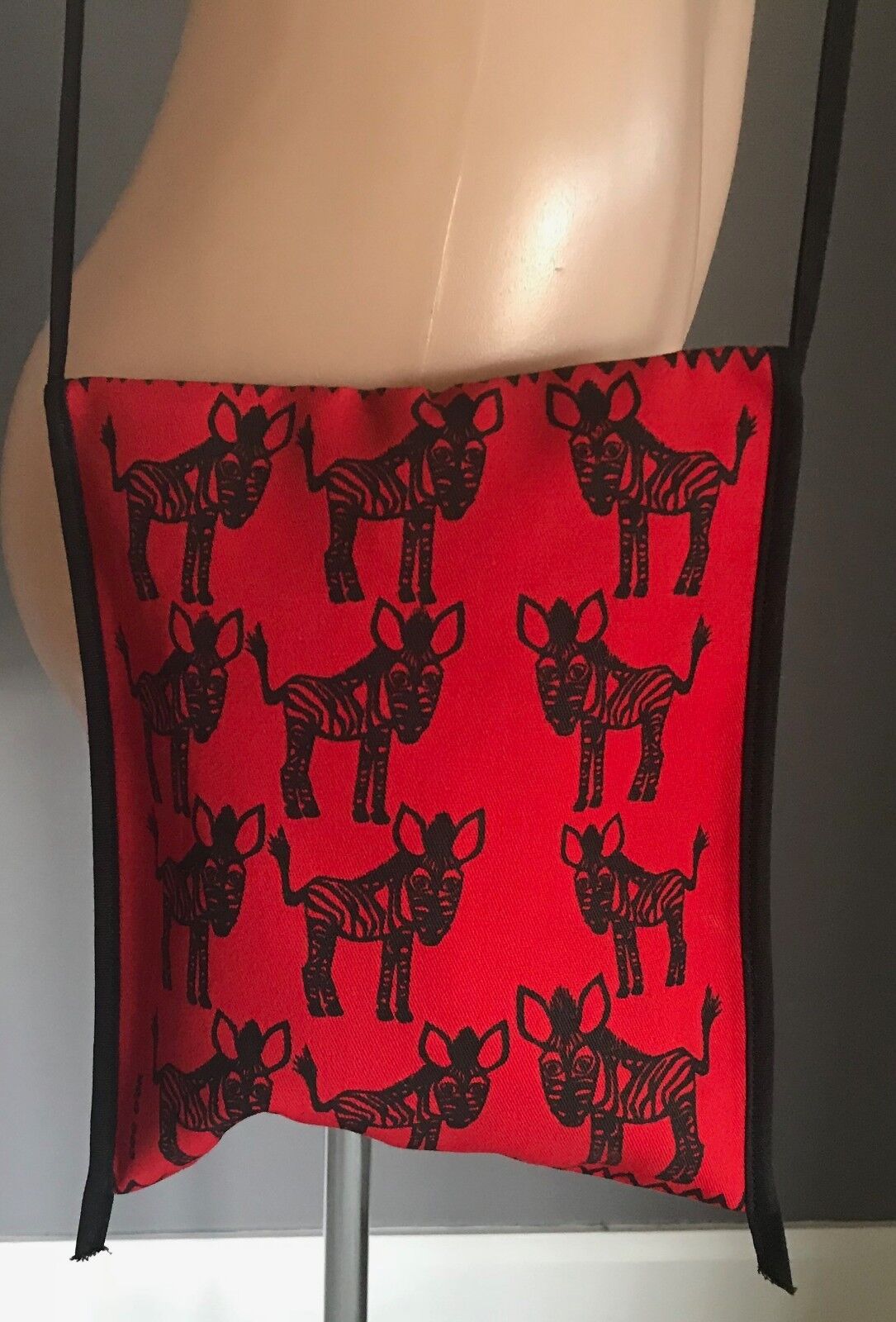 COQ D'OR CROSSBODY SHOULDER BAG Red Black Zebra Fabric Flat Pouch HandBag NEW