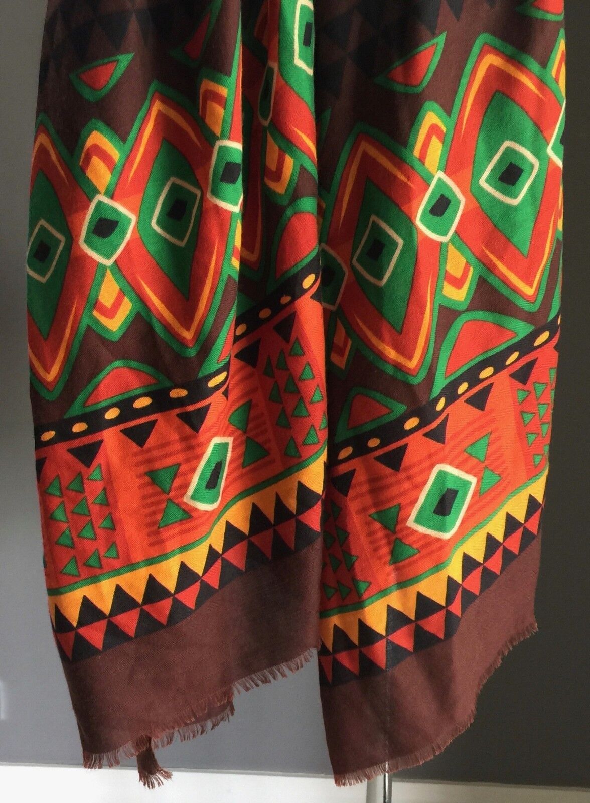 GREGORY LADNER Neck Wrap Scarf Bright Coloured Stripe 70's Print Shoulder Shawl