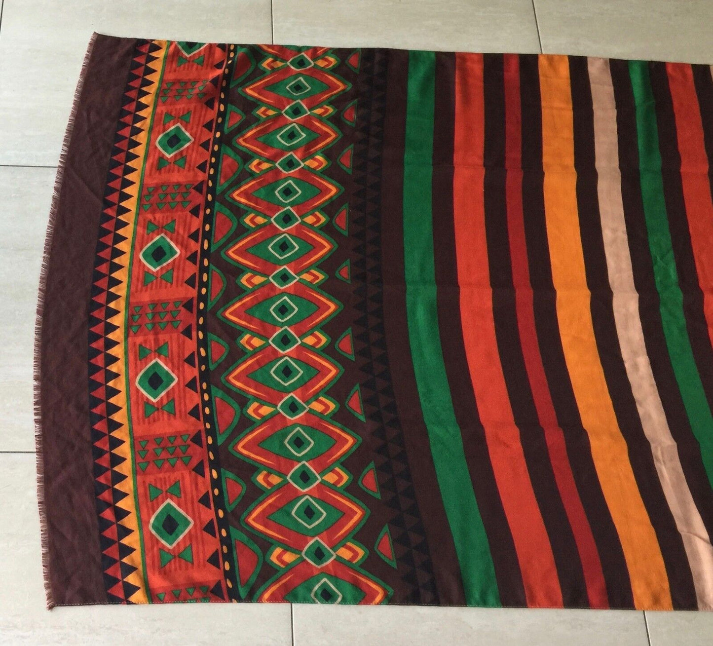 GREGORY LADNER Neck Wrap Scarf Bright Coloured Stripe 70's Print Shoulder Shawl