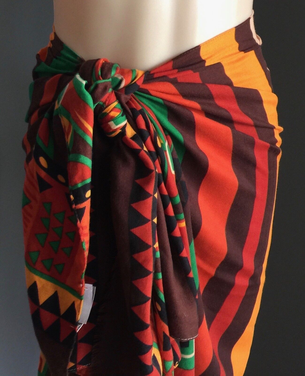 GREGORY LADNER Neck Wrap Scarf Bright Coloured Stripe 70's Print Shoulder Shawl
