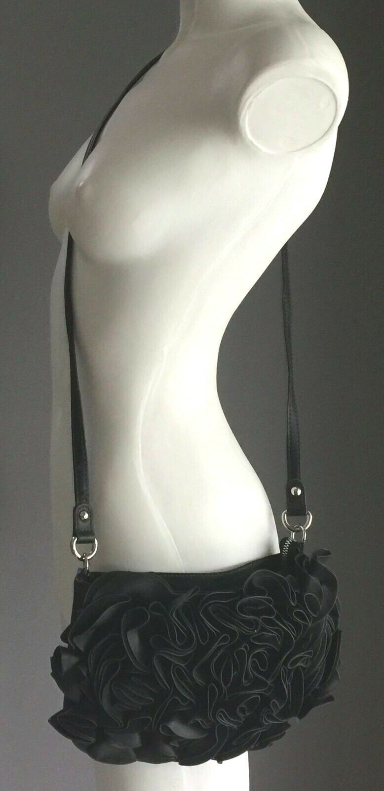 NINE WEST Shoulder Bag Pleather 3D Rosette Ruffle Cross Body Purse