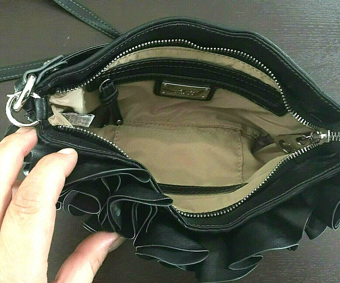 NINE WEST Shoulder Bag Pleather 3D Rosette Ruffle Cross Body Purse