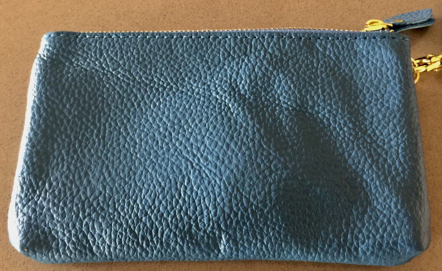 ZIPPED PURSE Blue "Pebble" Look Leatherette Wristlet Wallet Small Clutch Bag