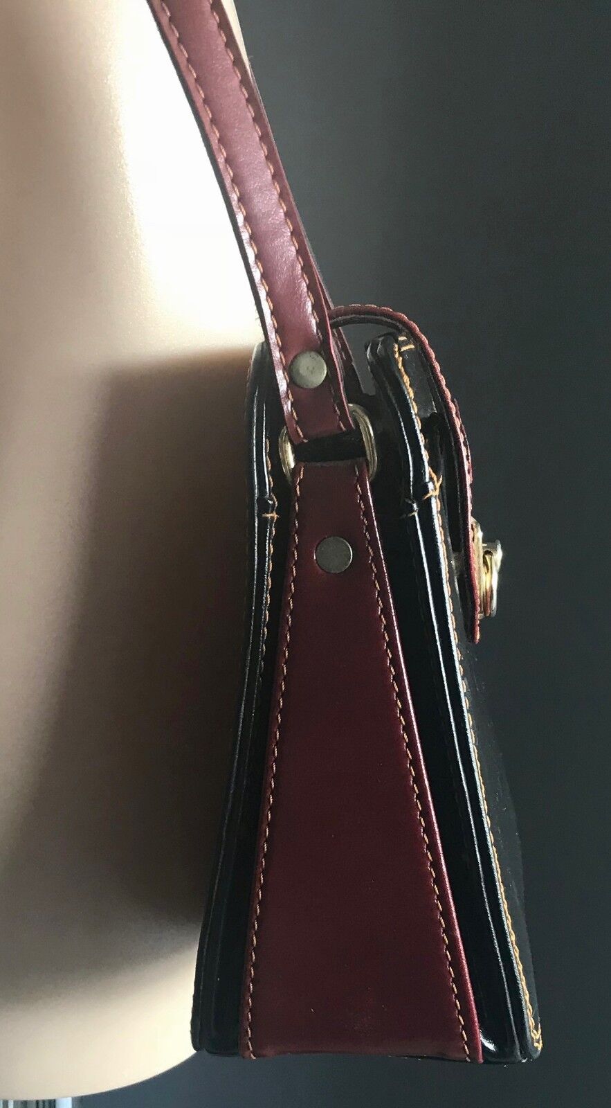 Nics Nice Designs LEATHER  SHOULDER BAG Black Tan Leather Cross Body HandBag NEW