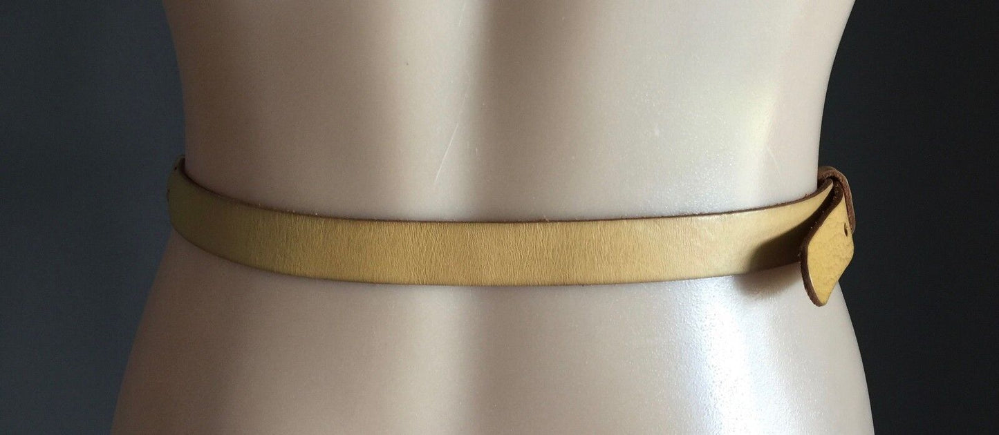 Leather Belt Retro IKKS 2cm Ladies Light Tan Colour w Tassel Trim Size 12 90cm L