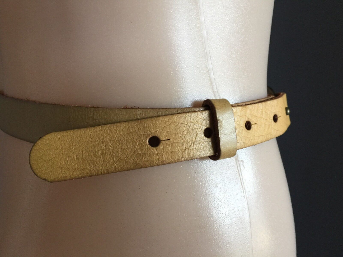 Leather Belt Retro IKKS 2cm Ladies Light Tan Colour w Tassel Trim Size 12 90cm L