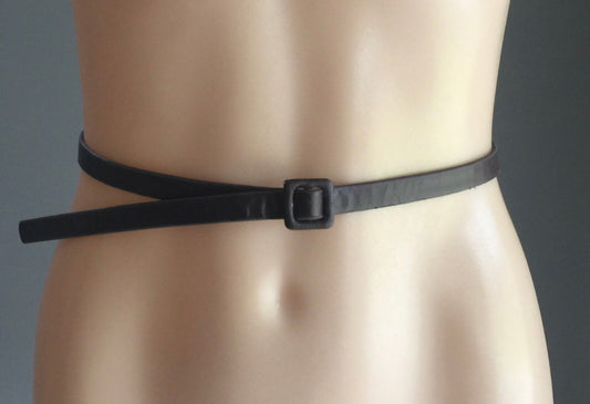 Retro Ladies 1.2 cm Belt Pleather Thin Brown Belt Size 10 - 14