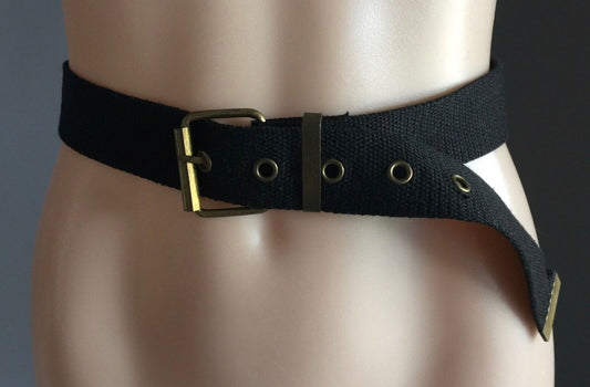 4cm Canvas Belt Black Utility Combat One Size 8 -10  94cm Long Unisex NEW