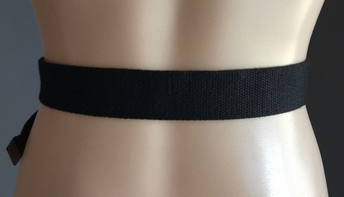 4cm Canvas Belt Black Utility Combat One Size 8 -10  94cm Long Unisex NEW