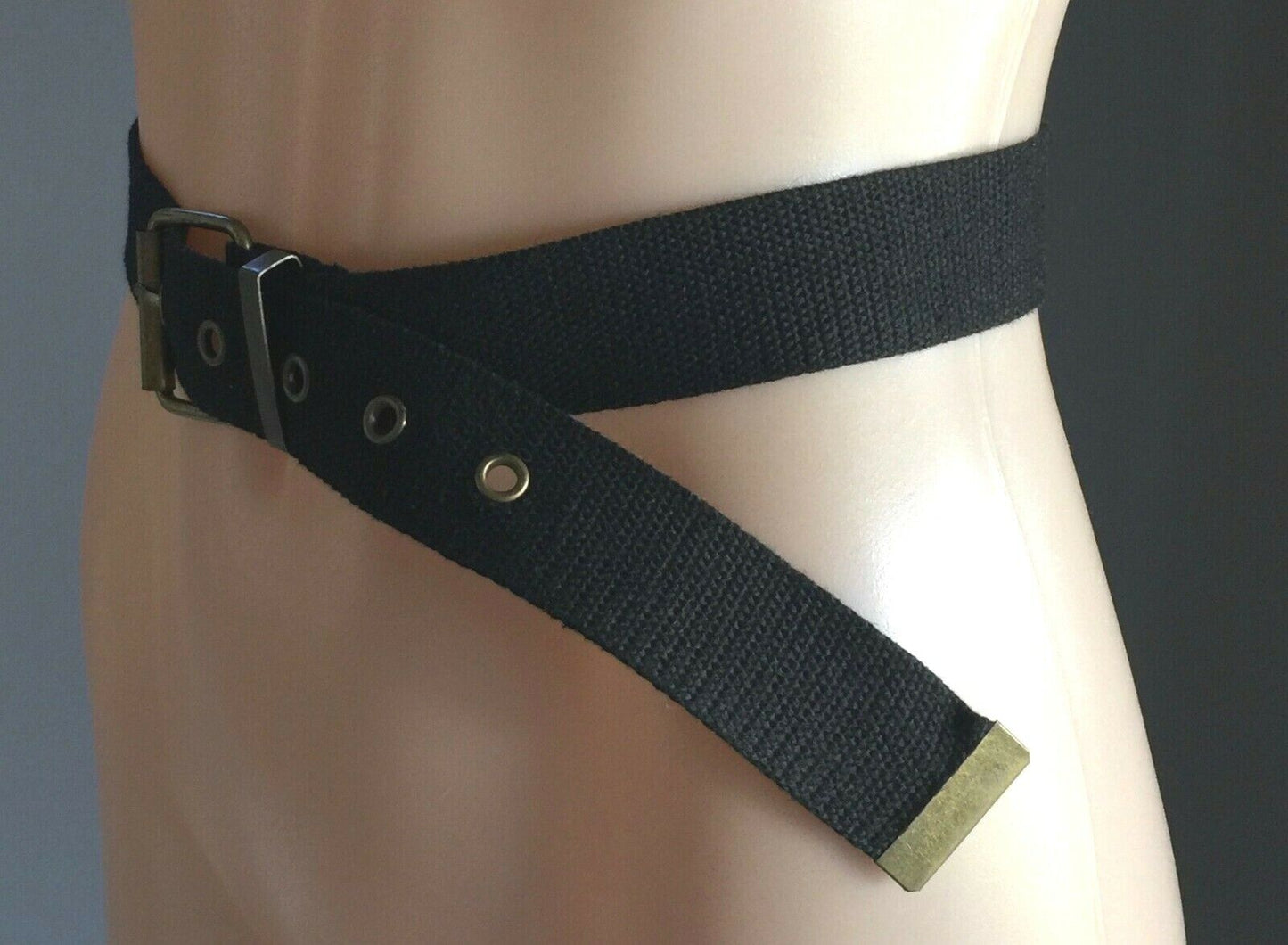 4cm Canvas Belt Black Utility Combat One Size 8 -10  94cm Long Unisex NEW