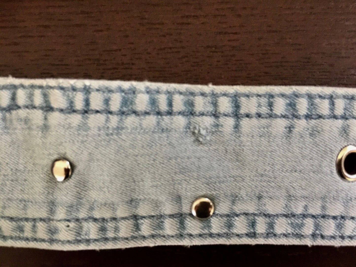 Denim Chambray BELT Retro 4cm Faded Blue Diamante Buckle Stud Rivet Size 14
