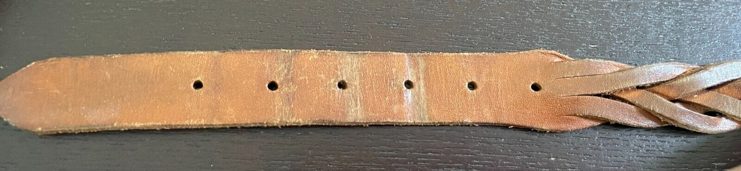 Woven Belt Tan Leather 2.5cm Wide To Fit Waist 84 - 93cm