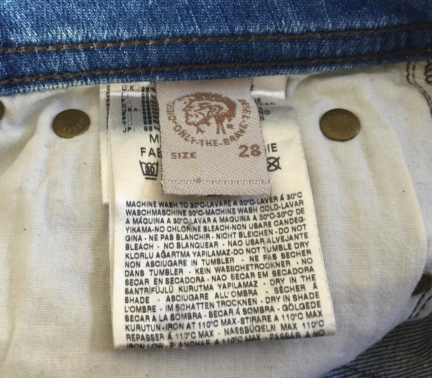 DIESEL "Rohny" Jeans Faded  Denim Straight Leg Ladies Size 28W 32L Fab Retro Gem