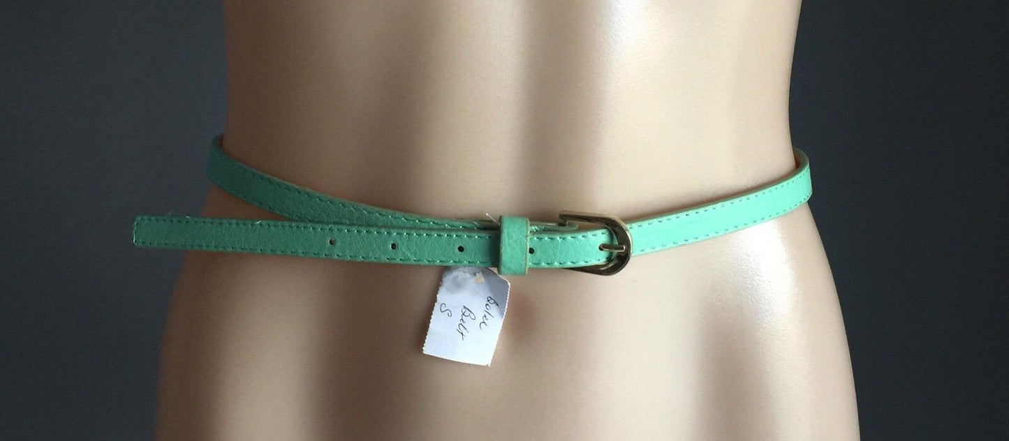 Thin Dress Belt Ladies 1.5cm Thin Mint Green Pleather Size 12 NEW