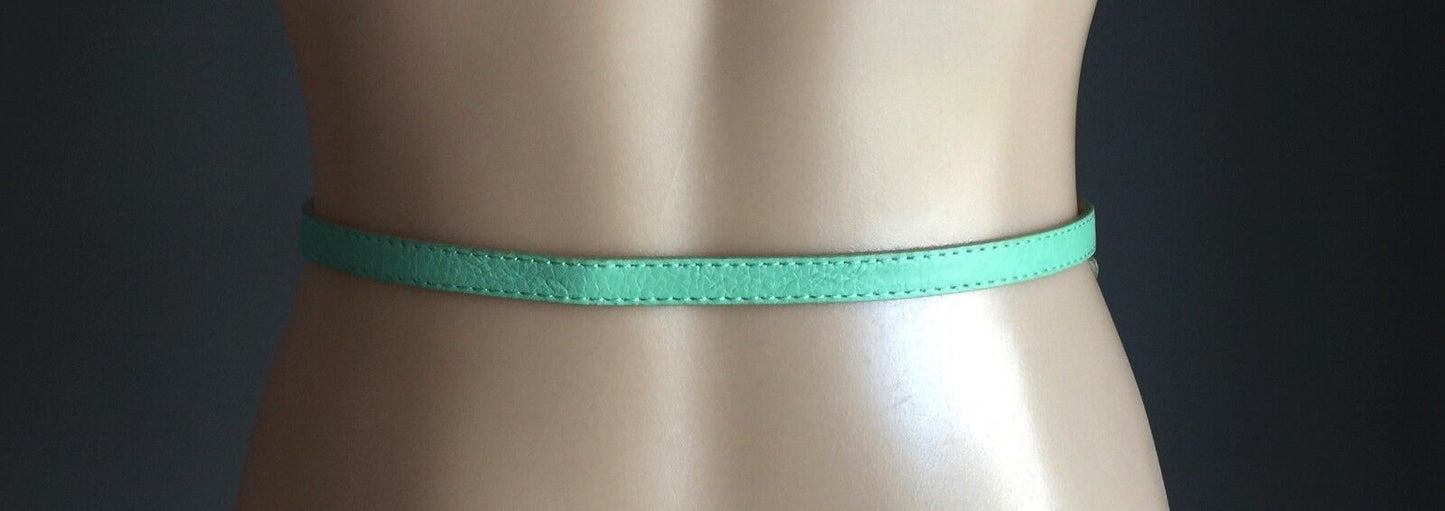 Thin Dress Belt Ladies 1.5cm Thin Mint Green Pleather Size 12 NEW