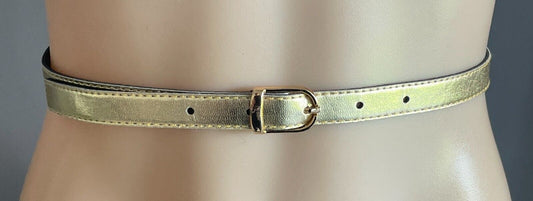 Thin Belt Gold Pleather 1.5cm VEGAN LEATHER PU To Fit Waist 68 - 78cm