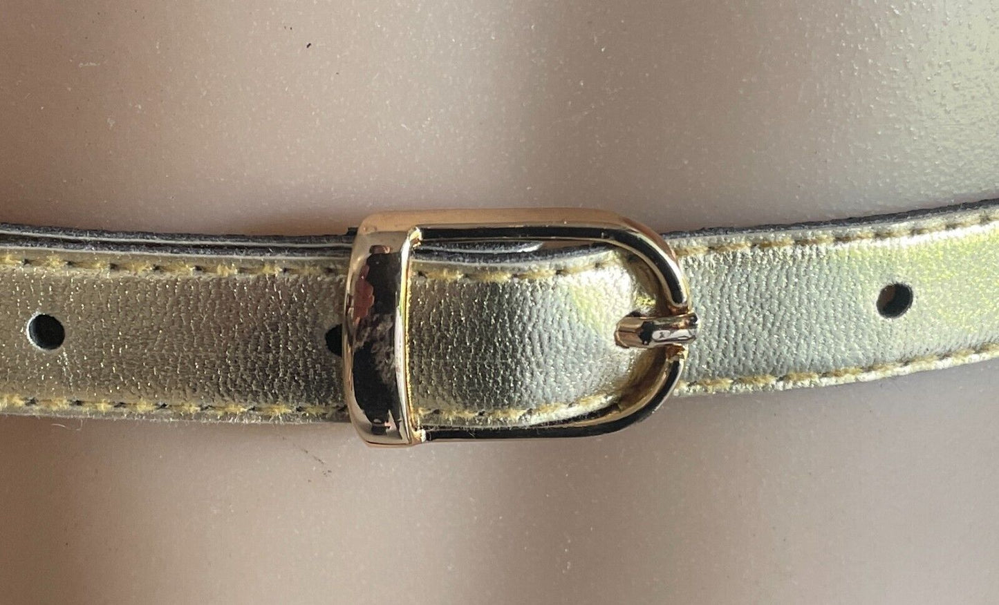 Thin Belt Gold Pleather 1.5cm VEGAN LEATHER PU To Fit Waist 68 - 78cm