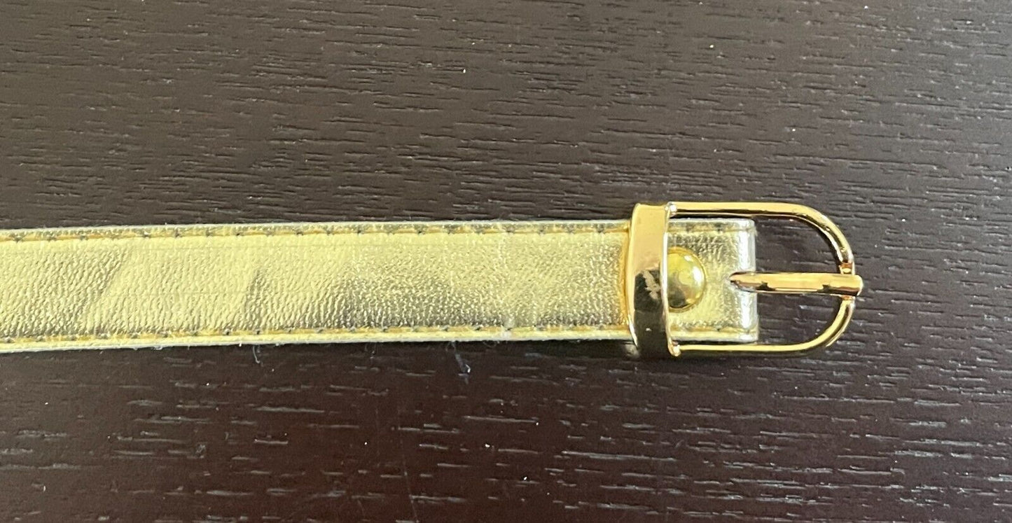 Thin Belt Gold Pleather 1.5cm VEGAN LEATHER PU To Fit Waist 68 - 78cm