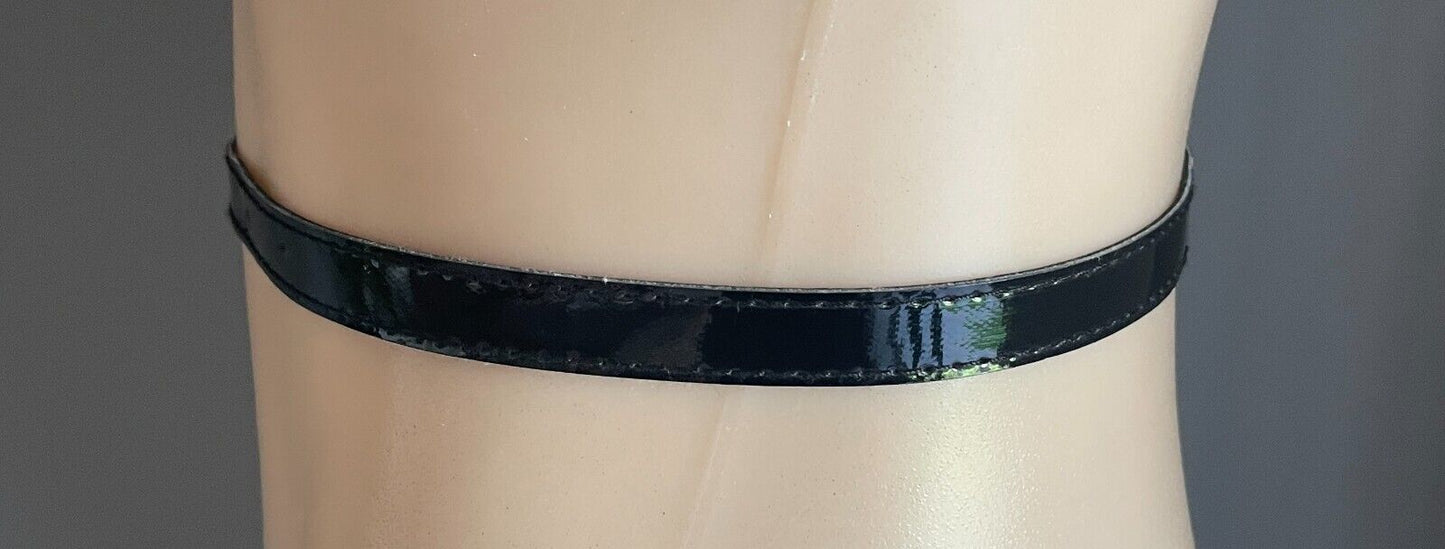 Black Patent PU 1.5cm Thin Belt Pleather To Fit Waist 64 - 80cm