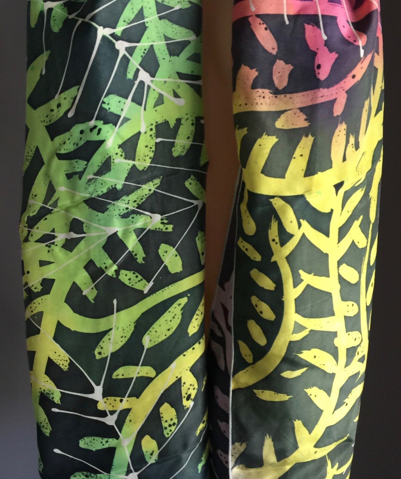 Vintage Neck Wrap Scarf Bright Rainbow Colour Branches & Leaves Print Wrap
