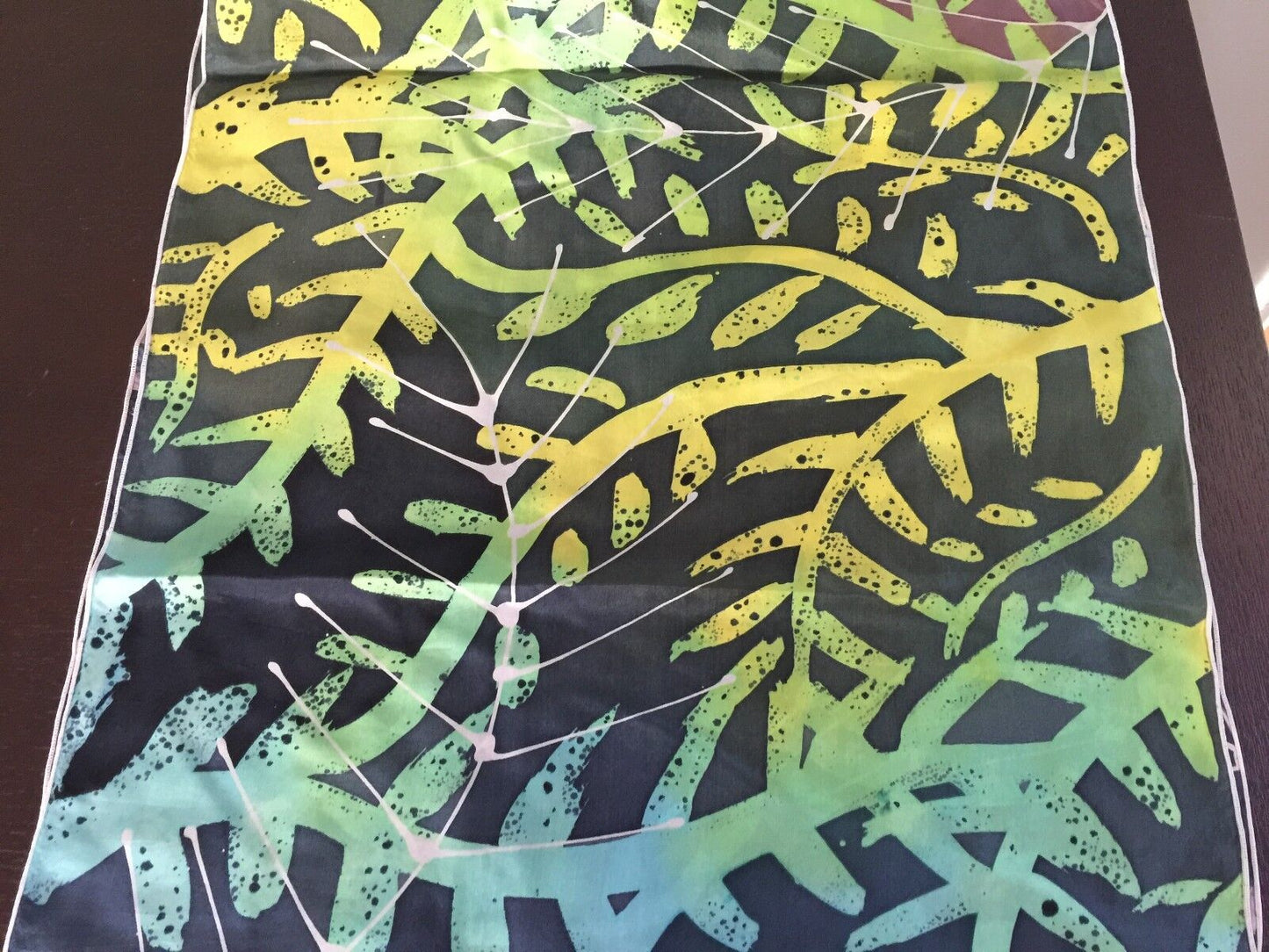 Vintage Neck Wrap Scarf Bright Rainbow Colour Branches & Leaves Print Wrap