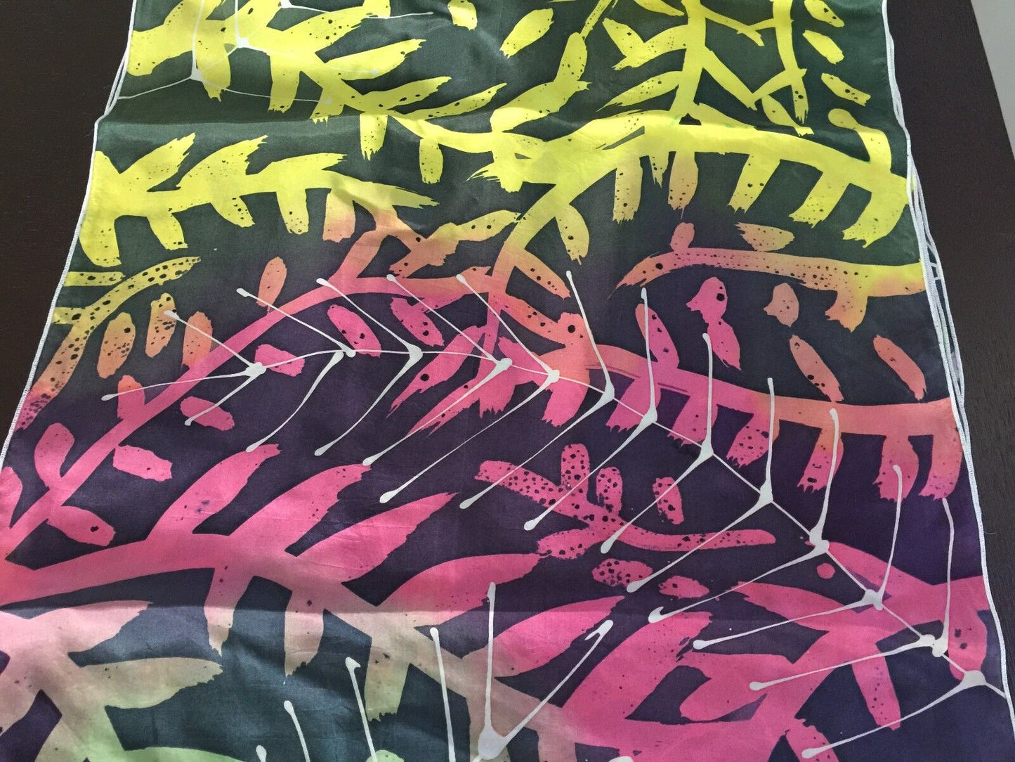 Vintage Neck Wrap Scarf Bright Rainbow Colour Branches & Leaves Print Wrap