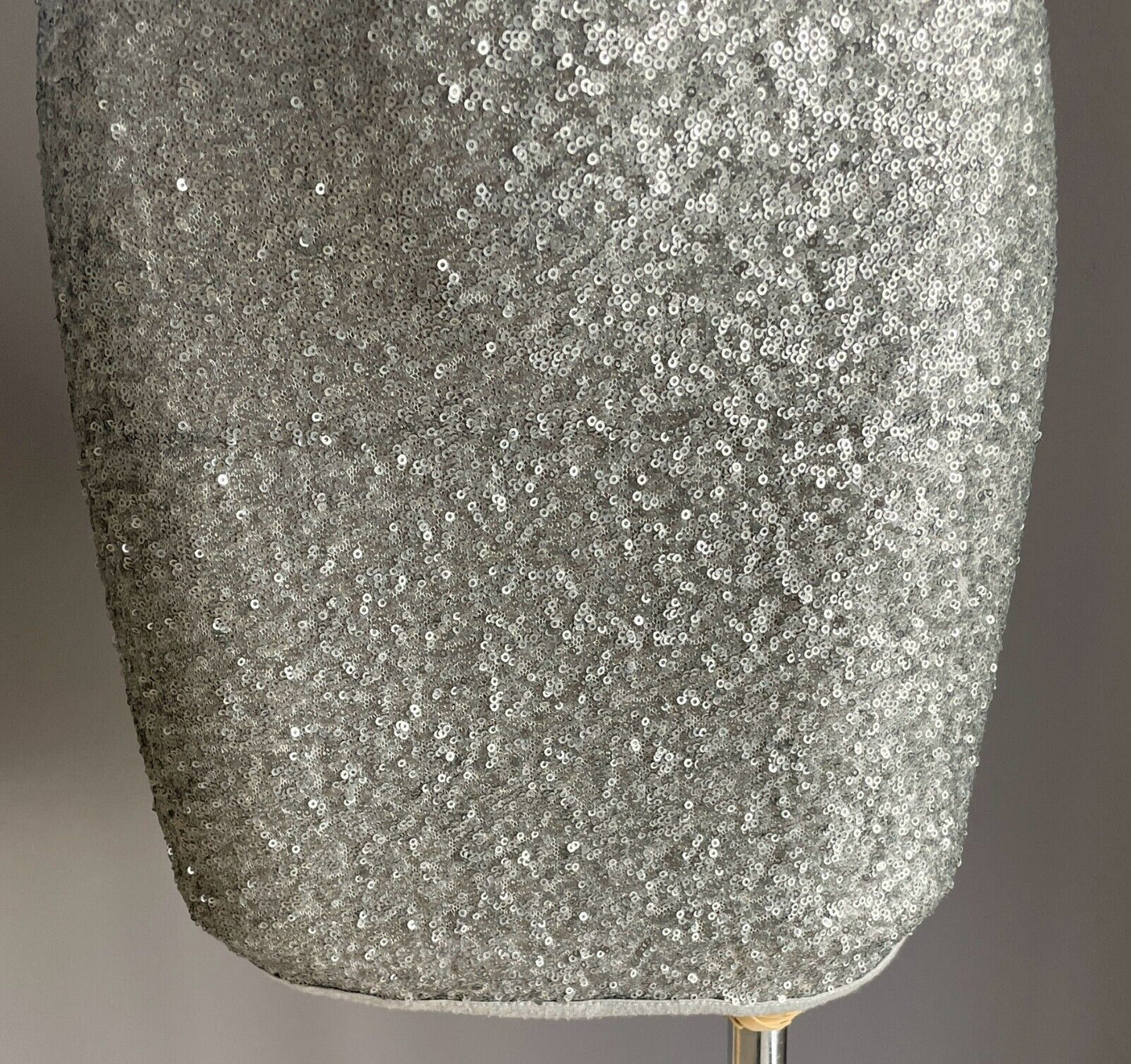 MIKA & GALA Mini Dress Silver Sequin Scoop Neck & Back Size 8 10 Lined Sleevless