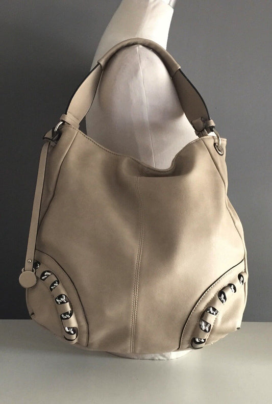 NOVO Shoulder Bag Beige Pebble Look Pleather Hobo HandBag Shopper  Bag NEW