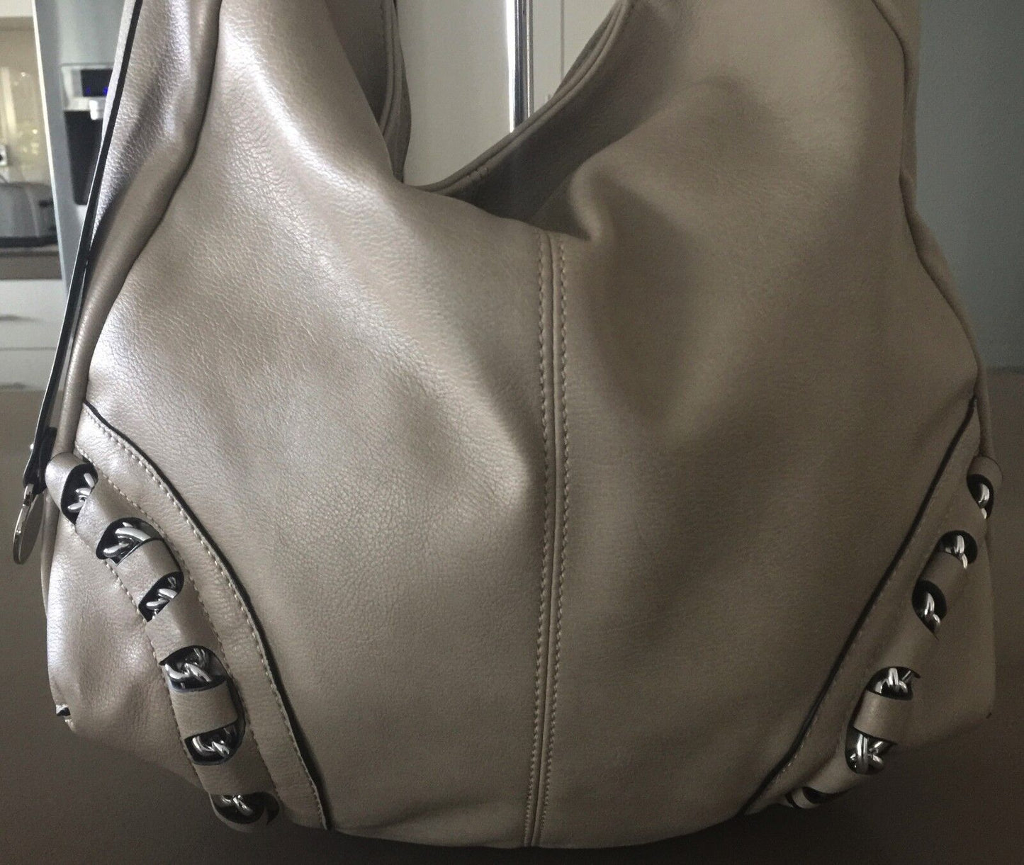 NOVO Shoulder Bag Beige Pebble Look Pleather Hobo HandBag Shopper  Bag NEW