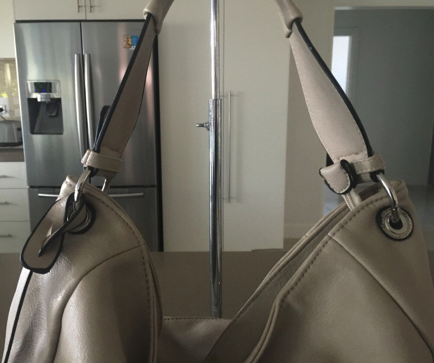 NOVO Shoulder Bag Beige Pebble Look Pleather Hobo HandBag Shopper  Bag NEW