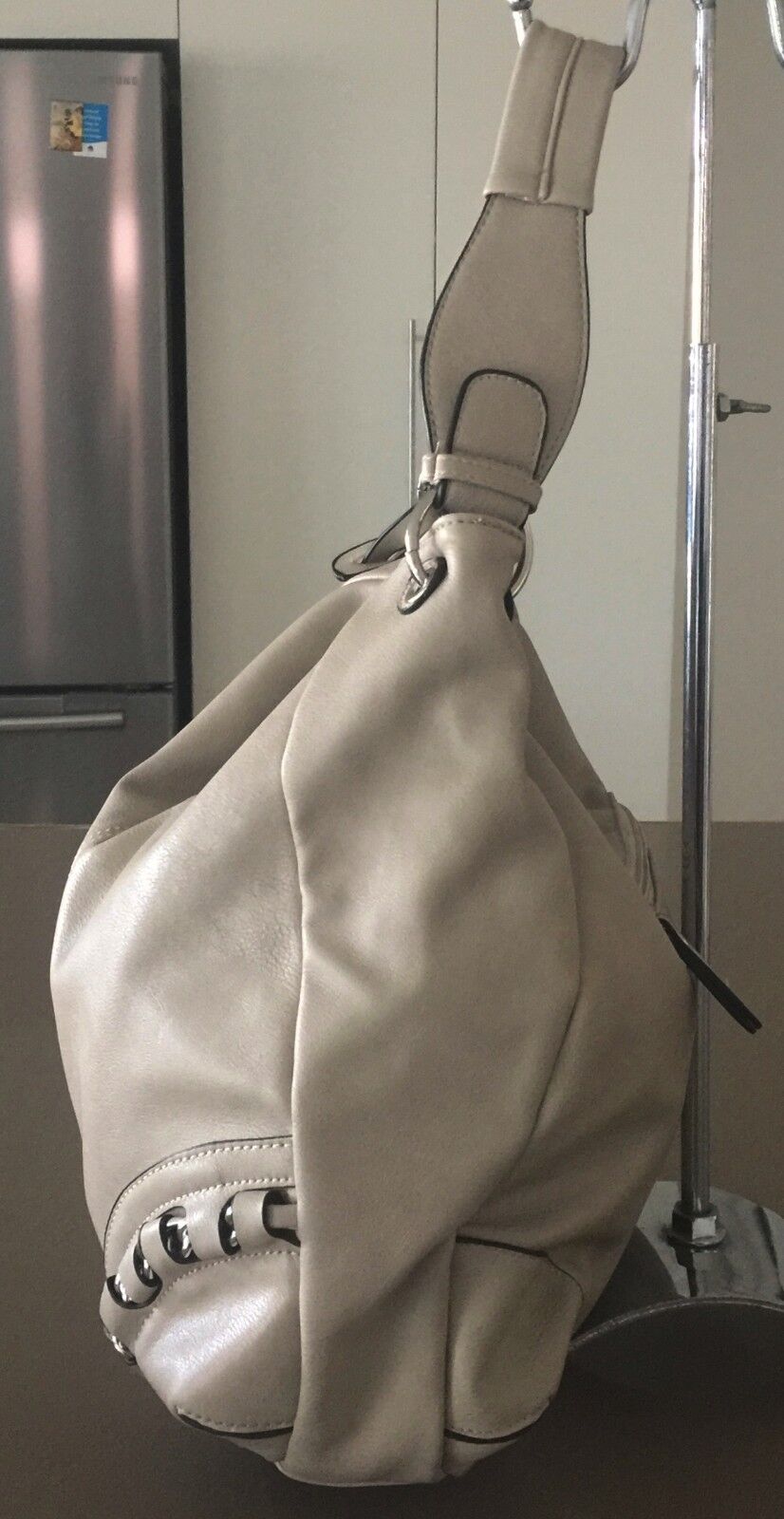 NOVO Shoulder Bag Beige Pebble Look Pleather Hobo HandBag Shopper  Bag NEW