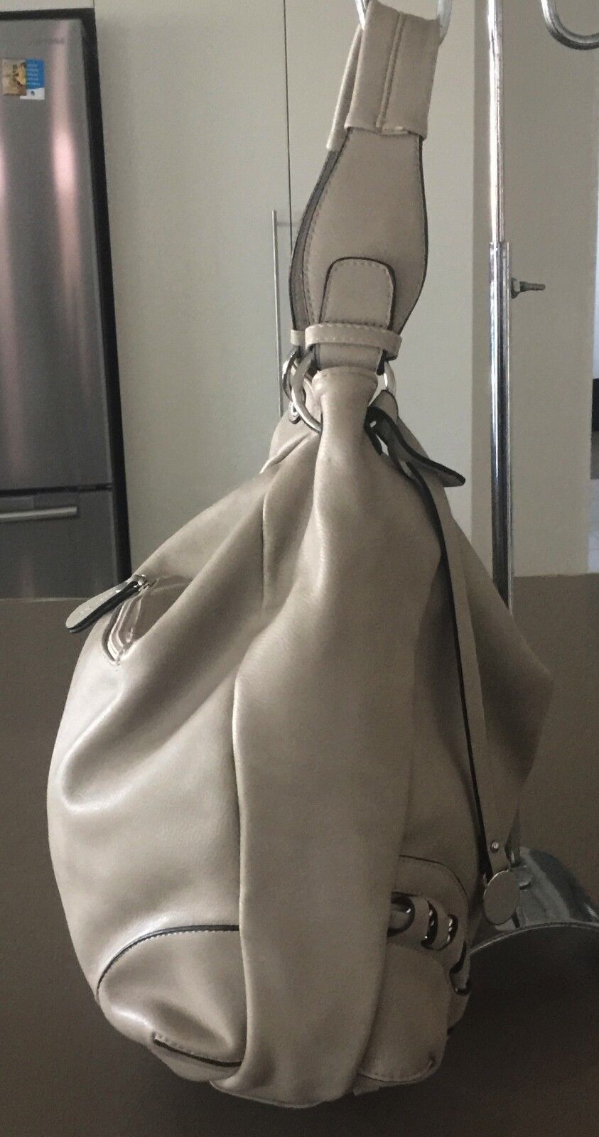 NOVO Shoulder Bag Beige Pebble Look Pleather Hobo HandBag Shopper  Bag NEW