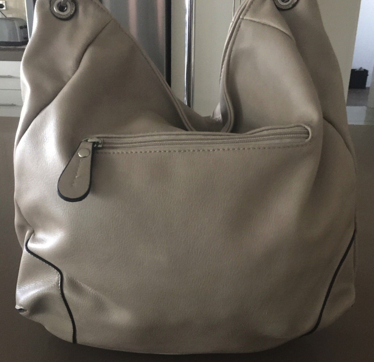 NOVO Shoulder Bag Beige Pebble Look Pleather Hobo HandBag Shopper  Bag NEW