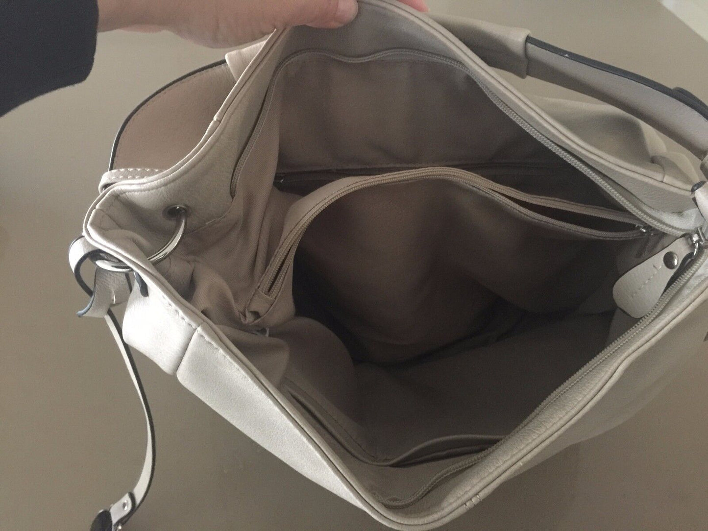 NOVO Shoulder Bag Beige Pebble Look Pleather Hobo HandBag Shopper  Bag NEW
