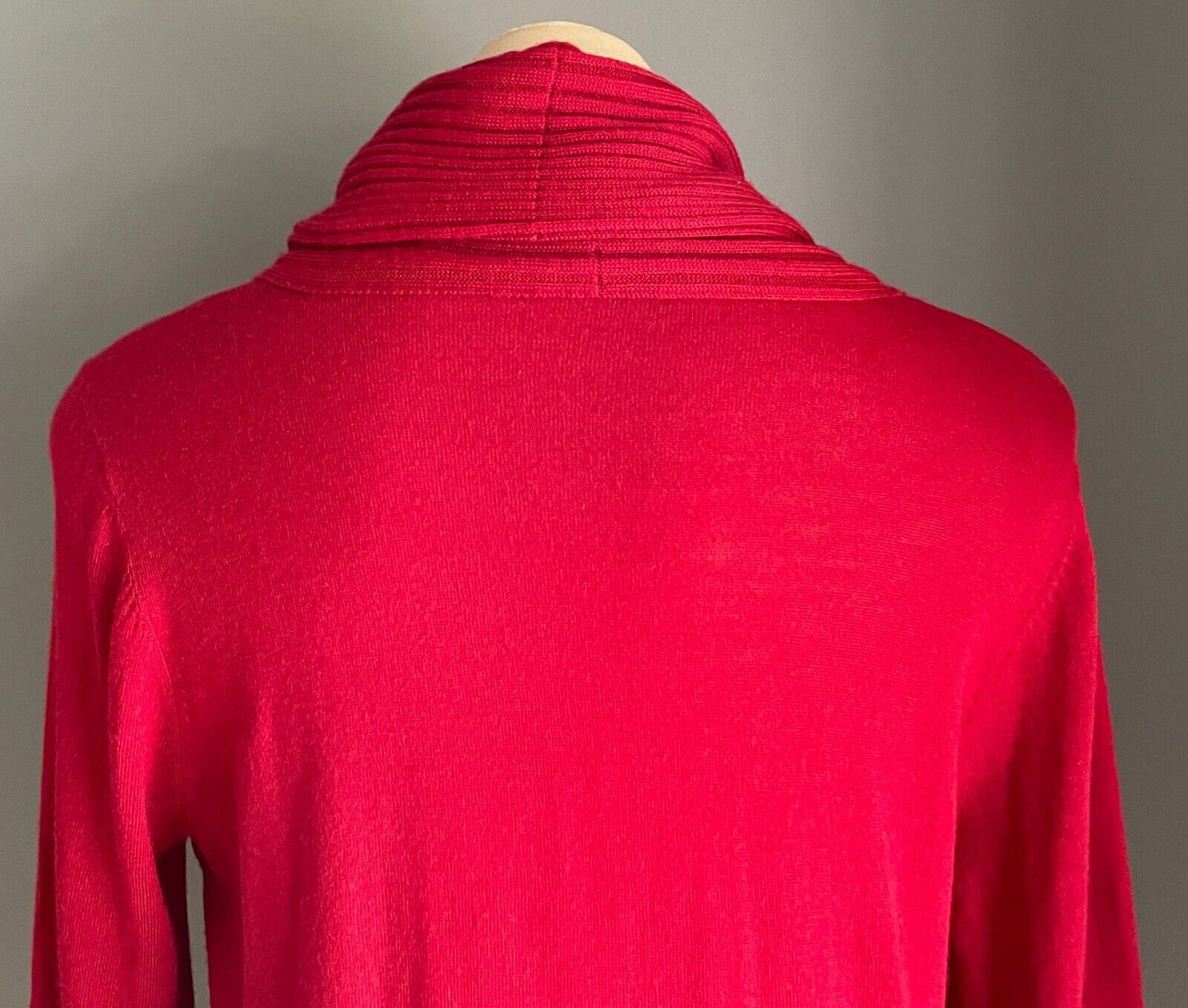 DKNY Jumper Red Cowl Neck Sweater Size L Long Sleeve Fine Knit Ribbed Neck