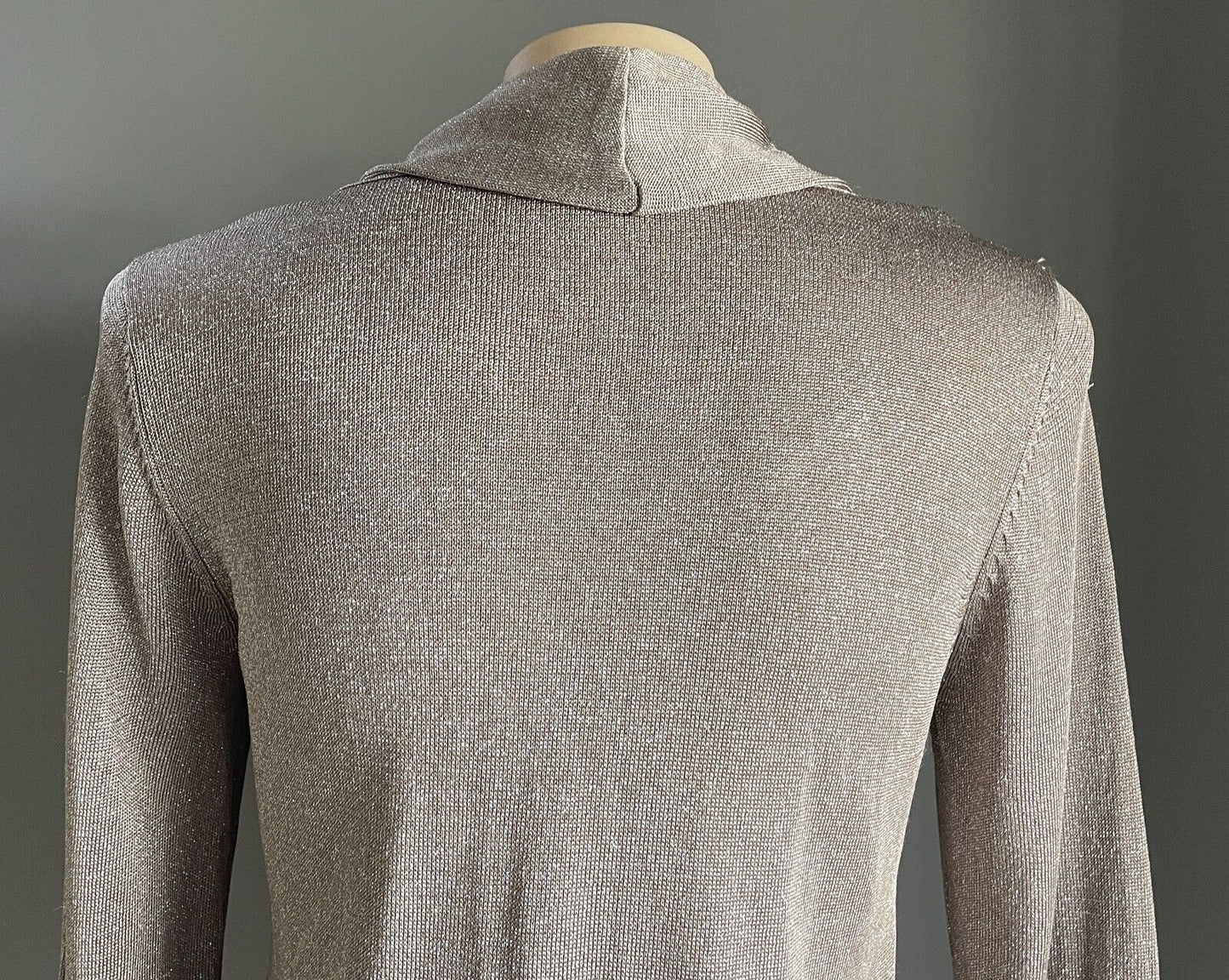 EXCLUSIVELY HARRY Jumper Beige Silver Cowl Neck Knit Sweater Size 2XL 3/4 Sleeve