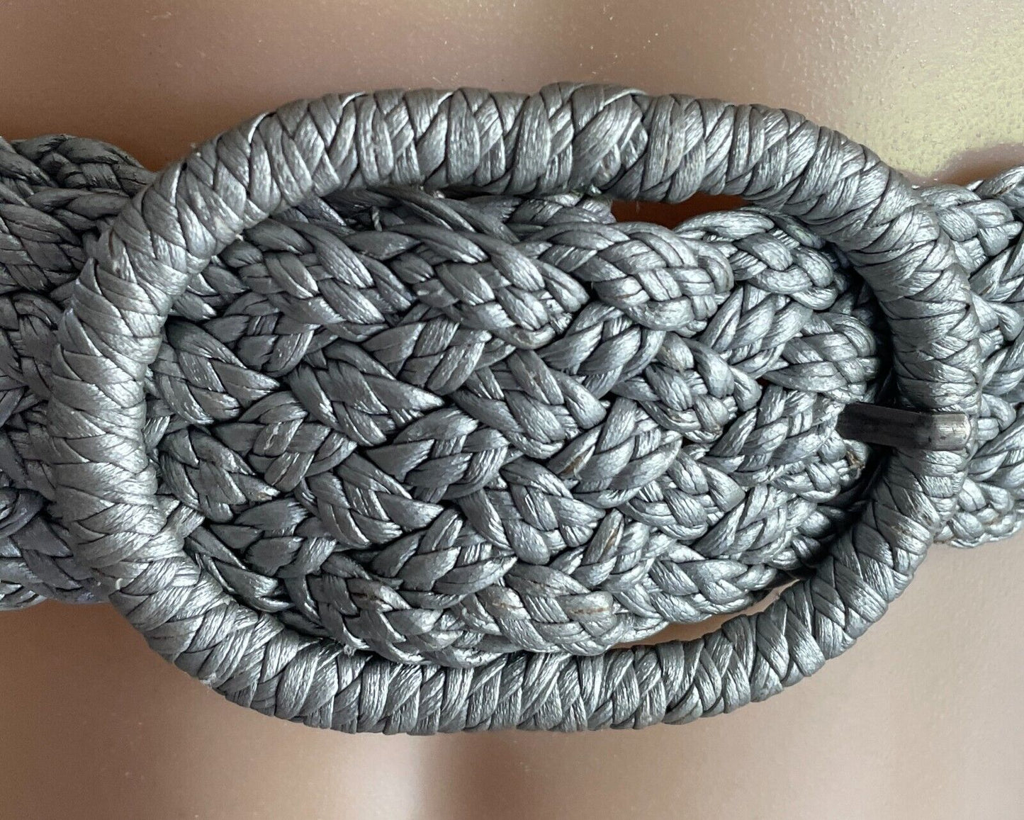 Belt Silver Woven Pleather 4.5cm Wide Total Length of Belt 82cm Retro