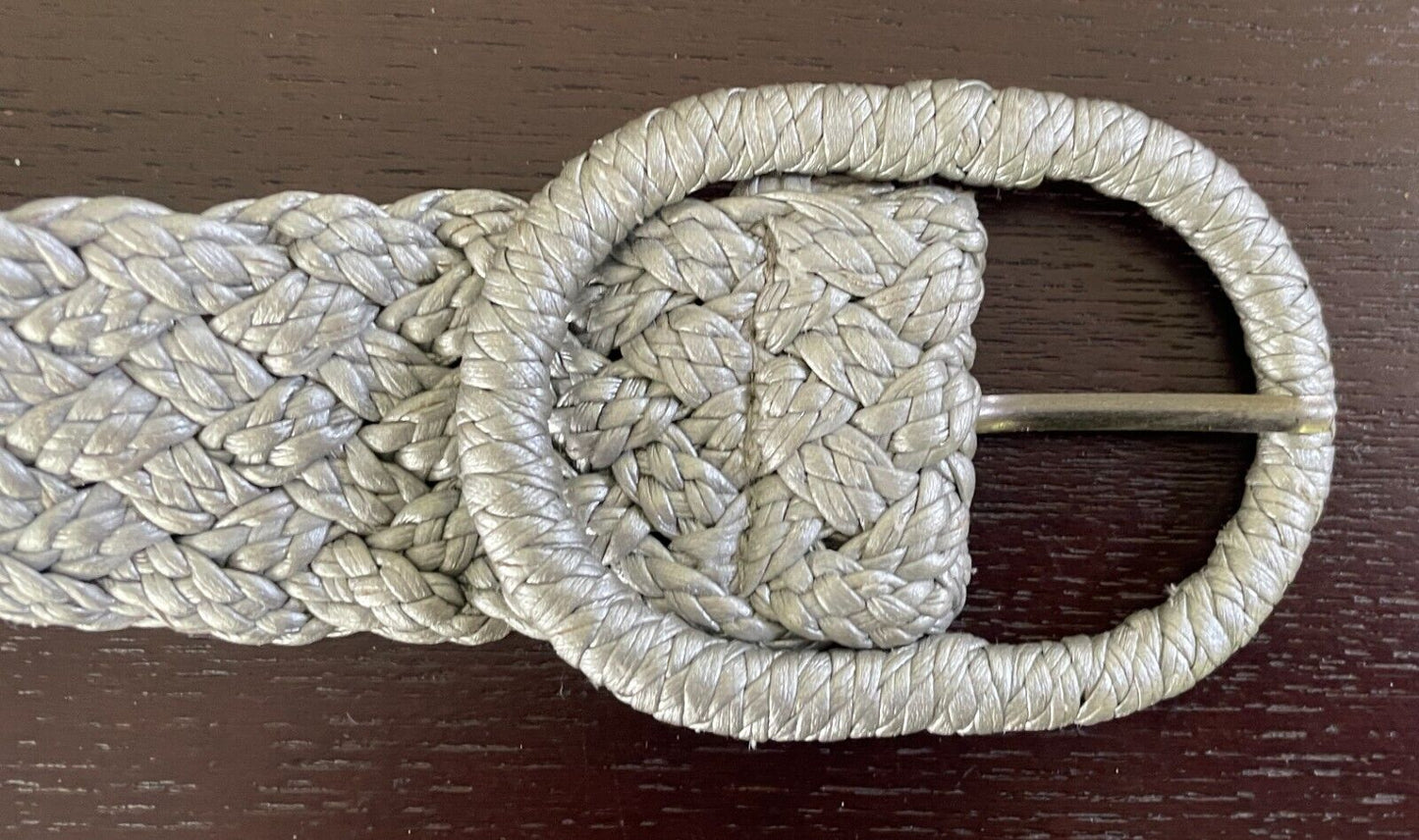 Belt Silver Woven Pleather 4.5cm Wide Total Length of Belt 82cm Retro