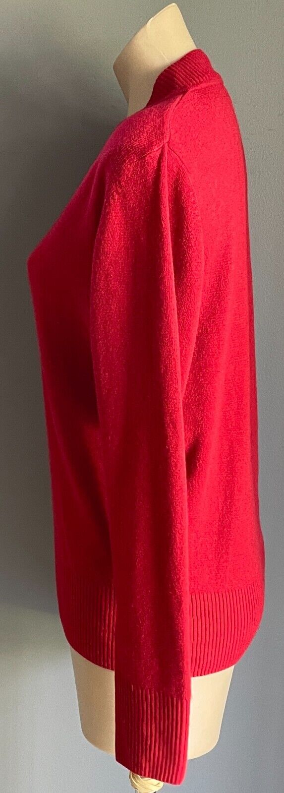 LIZ JORDAN Jumper Red V Neck Long Sleeve Acrylic Stretch Knit Size M 12 NEW