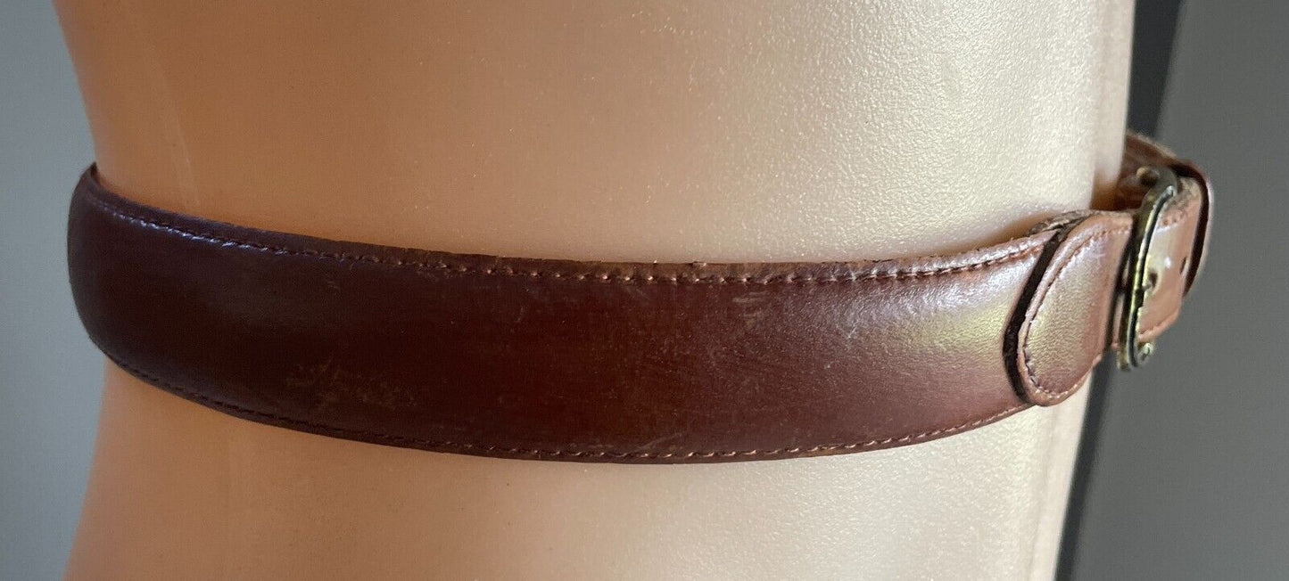 WEISS Tan Leather Belt 3cm Wide Size 12 To Fit Waist 70.5 - 77.5cm (2) Vintage