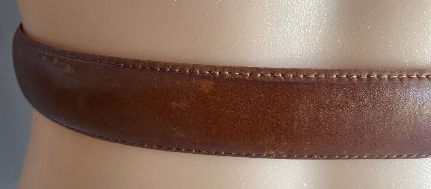 WEISS Tan Leather Belt 3cm Wide Size 12 To Fit Waist 70.5 - 77.5cm (2) Vintage